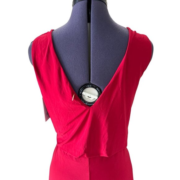 NWT Misa Los Angeles Leza Jersey Red Sleeveless Dress V-Neck Twisted Waist Mini - Picture 4 of 11